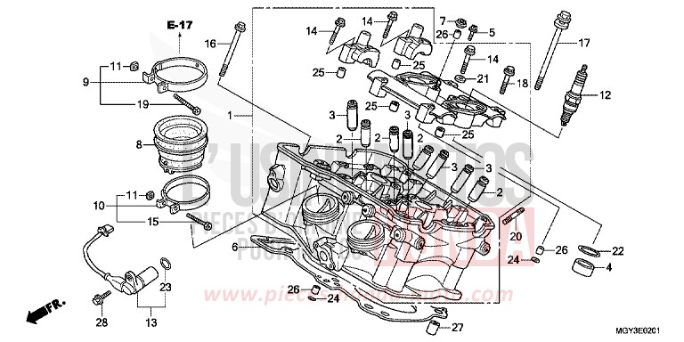 CULASSE (ARRIERE) von VFR800X „Crossrunner“ MAT BULLET SILVER (NH389) von 2013
